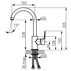 Baterie pentru chiuveta Ferro Tiga VerdeLine BTG4VL (Chrome) Thumb