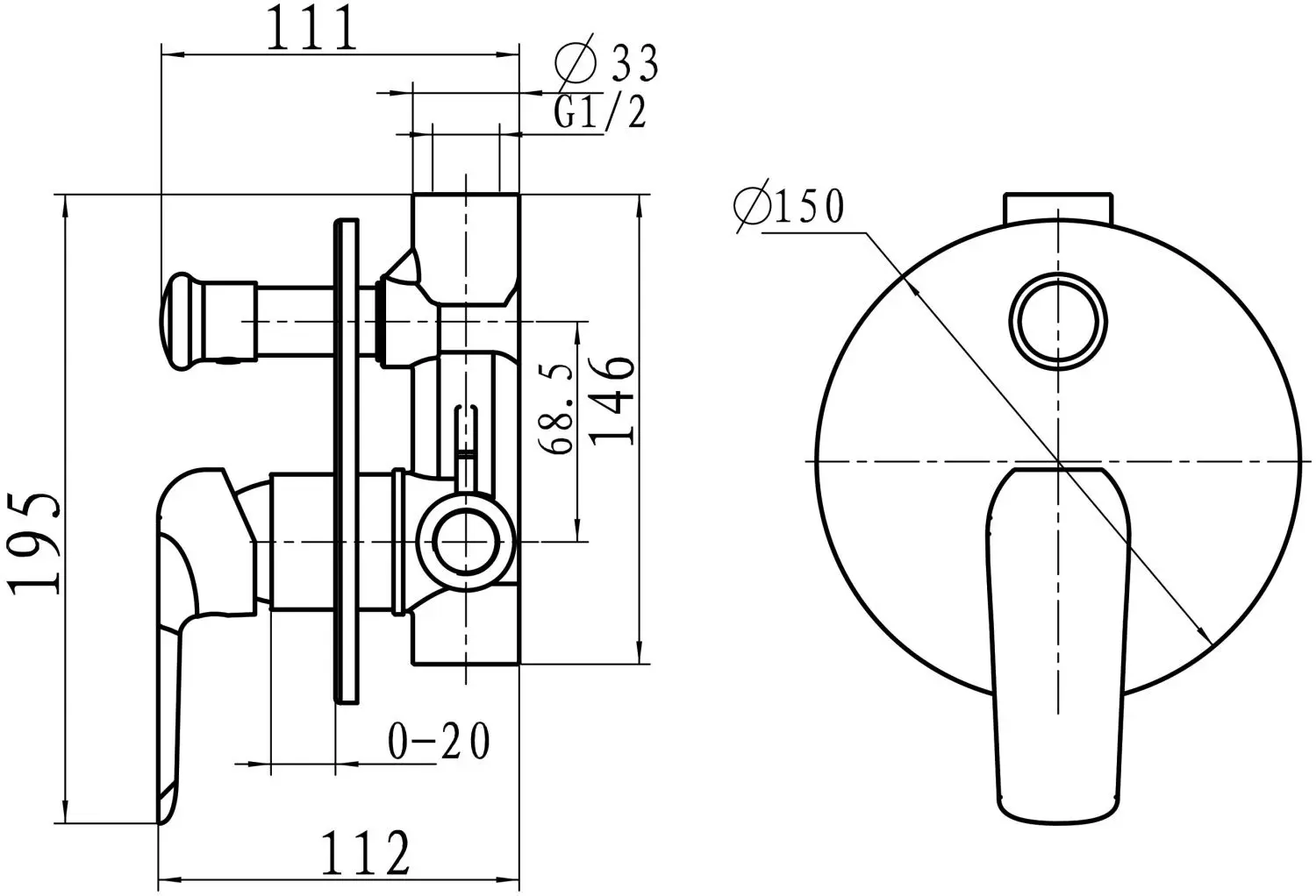 Baterie pentru cada si dus Ferro Tina 38050R.1 (White/Chrome) - 2