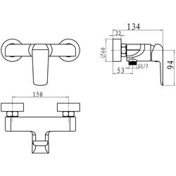 Baterie pentru dus Ferro Tina 38061/1.1 (White/Chrome) Thumb