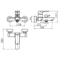 Baterie pentru cada si dus Ferro Tina 38020/1.1 (White/Chrome) Thumb