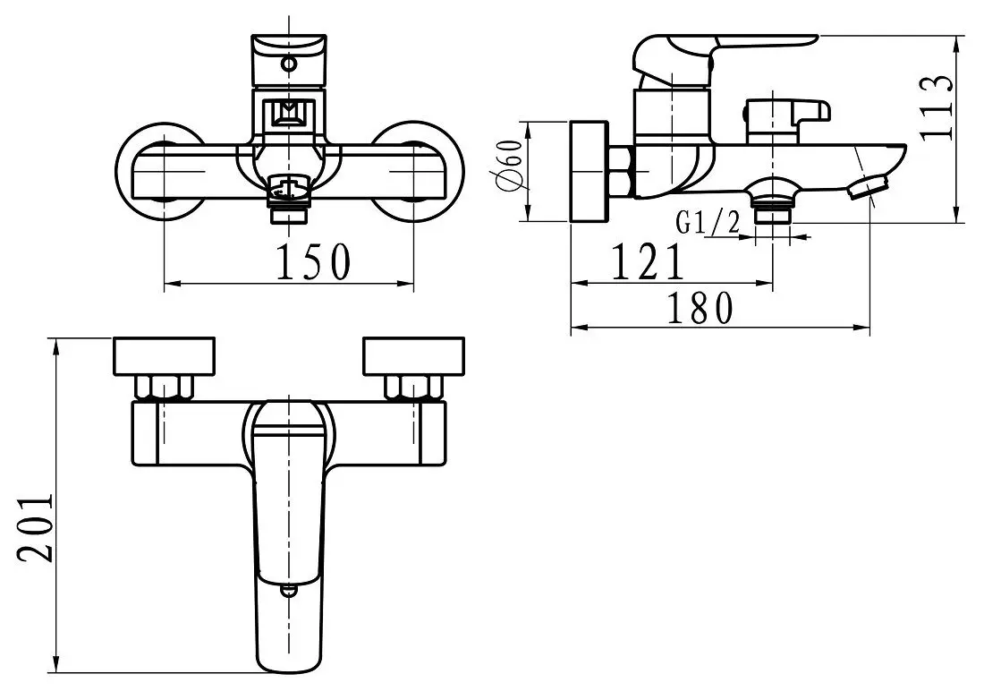 Baterie pentru cada si dus Ferro Tina 38020/1.1 (White/Chrome) - 2