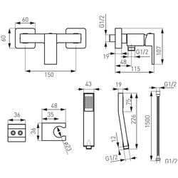 Baterie pentru dus Ferro Zicco BZI77 (Chrome) Thumb