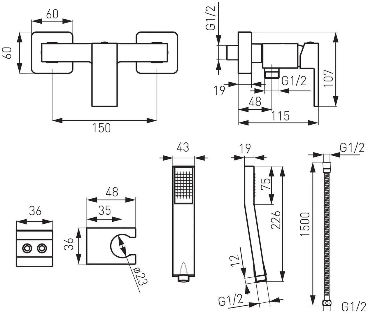 Baterie pentru dus Ferro Zicco BZI77 (Chrome)