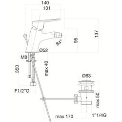 Baterie pentru bideu Fiore Kyro 81CR8136 (Chrome) Thumb