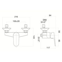 Baterie pentru dus Fiore Kevon 81CR6511 (Chrome) Thumb