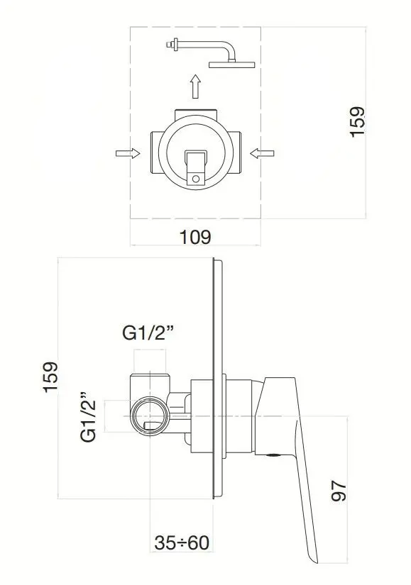 Baterie pentru dus Fiore Kevon 81CR6515 (Chrome)