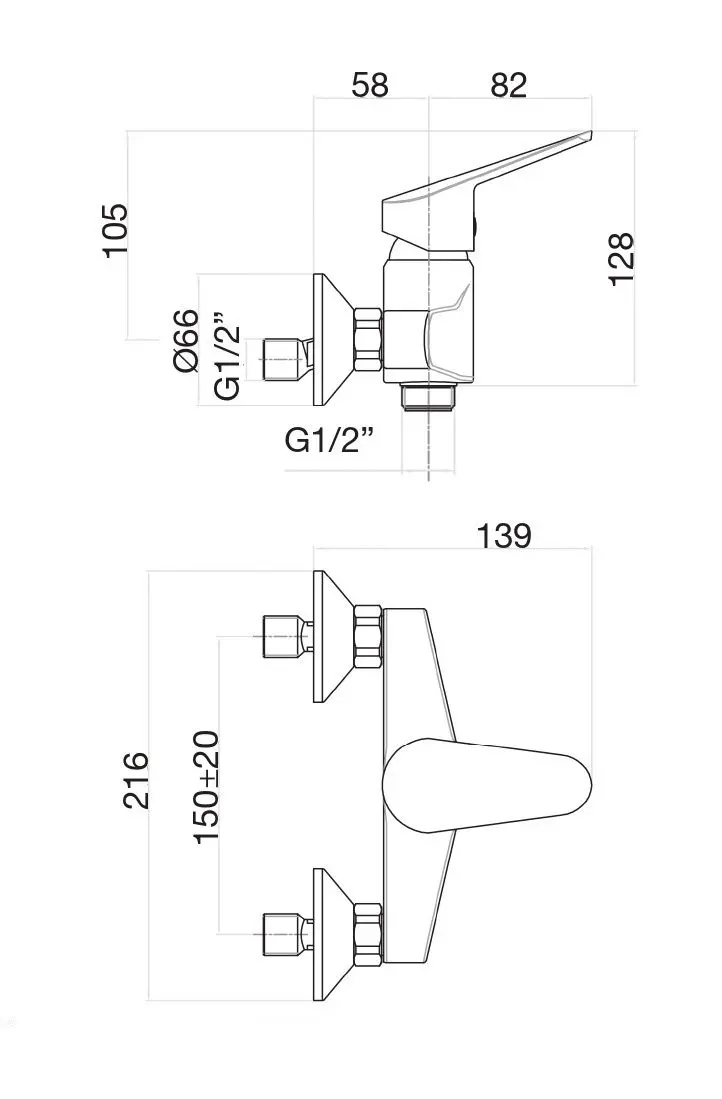 Baterie pentru dus Fiore Kyro 86CR6511 (Chrome)