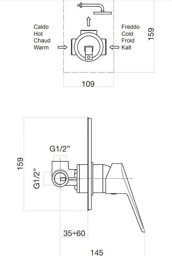 Baterie pentru dus Fiore Kyro 86CR6515 (Chrome)