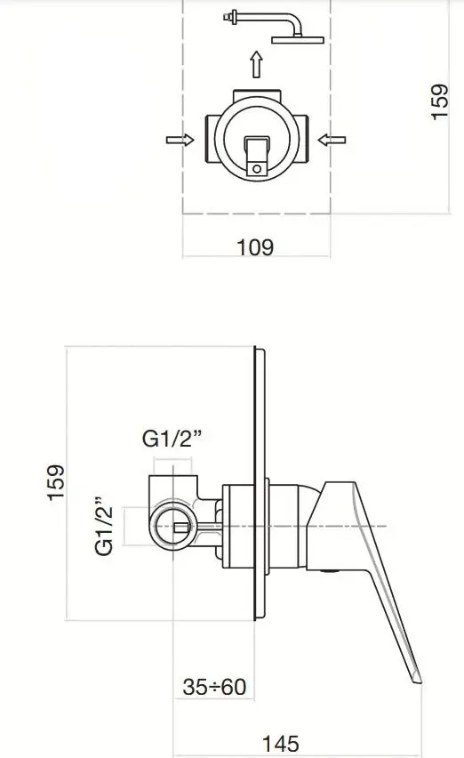 Baterie pentru dus Fiore Kyro 86CR6517 (Chrome)