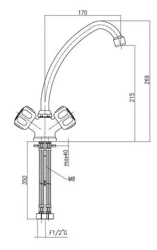 Baterie pentru bucatarie Fiore Astro 14CR0360 (Chrome) - 2