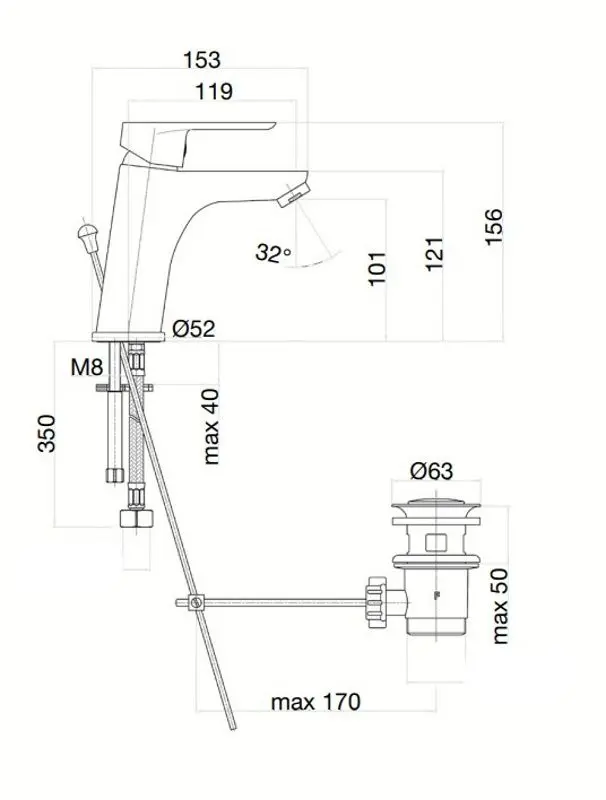 Baterie pentru lavoar Fiore Kevon Chic 81BX8124 (Black) - 3