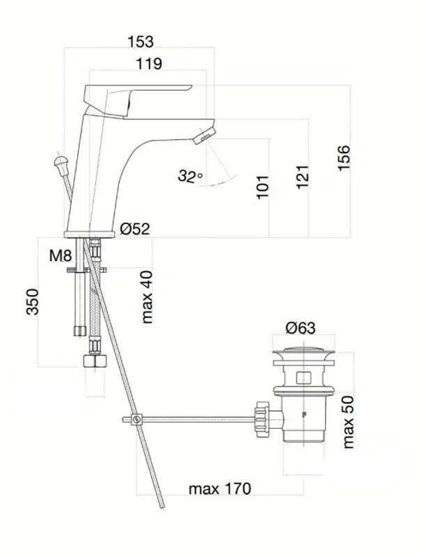 Baterie pentru lavoar Fiore Kevon Chic  81WX8124 (White)