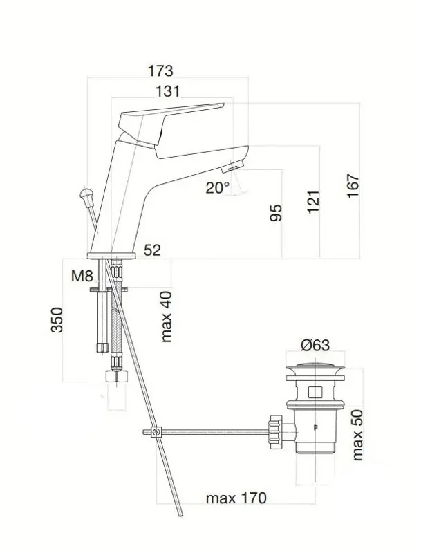 Baterie pentru lavoar Fiore Kyro 86CR8115 (Chrome)