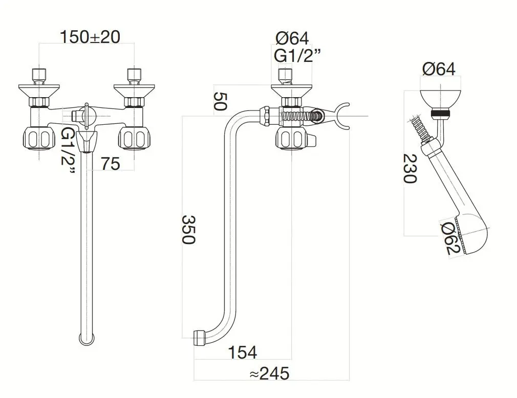 Смеситель для ванны и душа Fiore Astro 14CRF203 (Chrome)