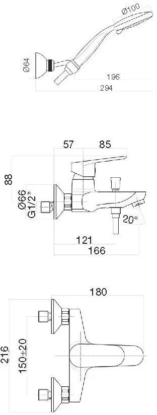 Baterie pentru cada si dus Fiore Kevon 81NN8150 (Black)