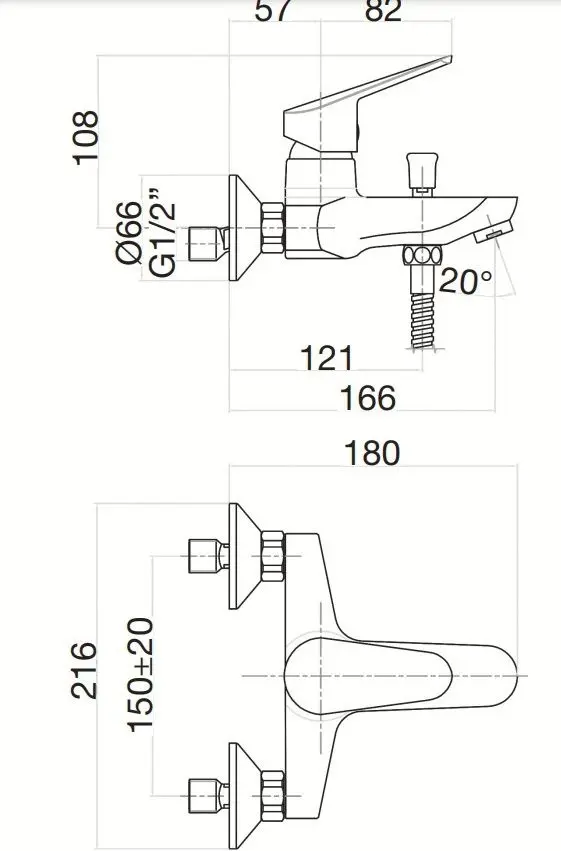 Смеситель для ванны и душа Fiore Kyro 86CR8152 (Chrome)