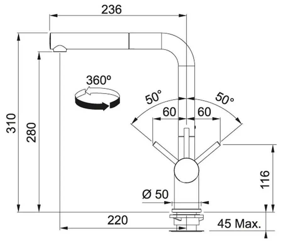 Baterie pentru chiuveta Franke Active Plus Doc 115.0373.832 (Vanilla) - 2