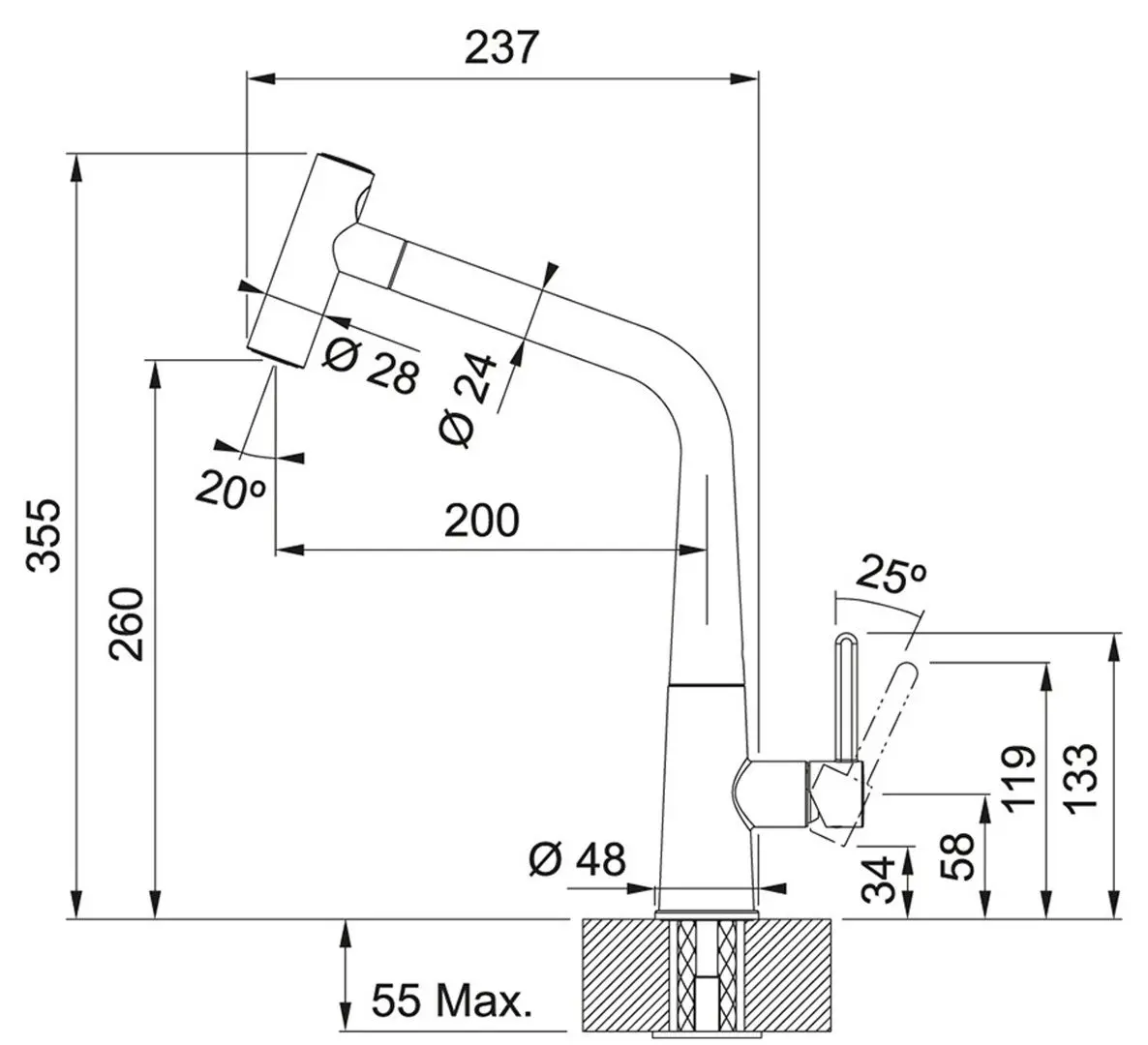 Baterie pentru chiuveta Franke Icon Pull Out Spray (Chrome) - 6