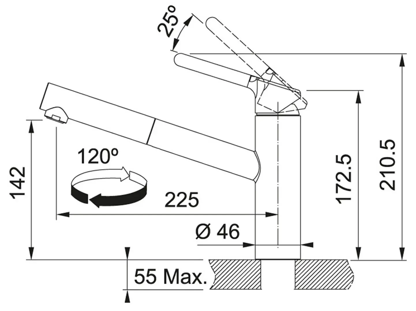 Baterie pentru chiuveta Franke Orbit Pull Out (Chrome/Onyx) - 2