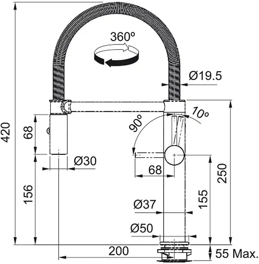 Смеситель для мойки Franke Pescara Semi-Pro 115.0472.960 (Inox) - 7