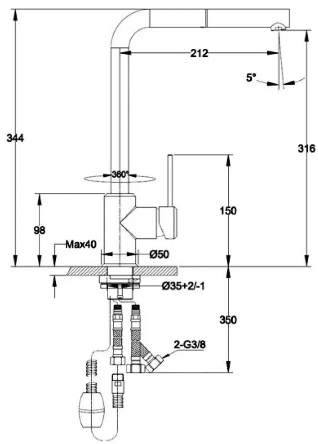Baterie pentru chiuveta Franke Sirius Extractibil (Chrome/Sahara) - 2