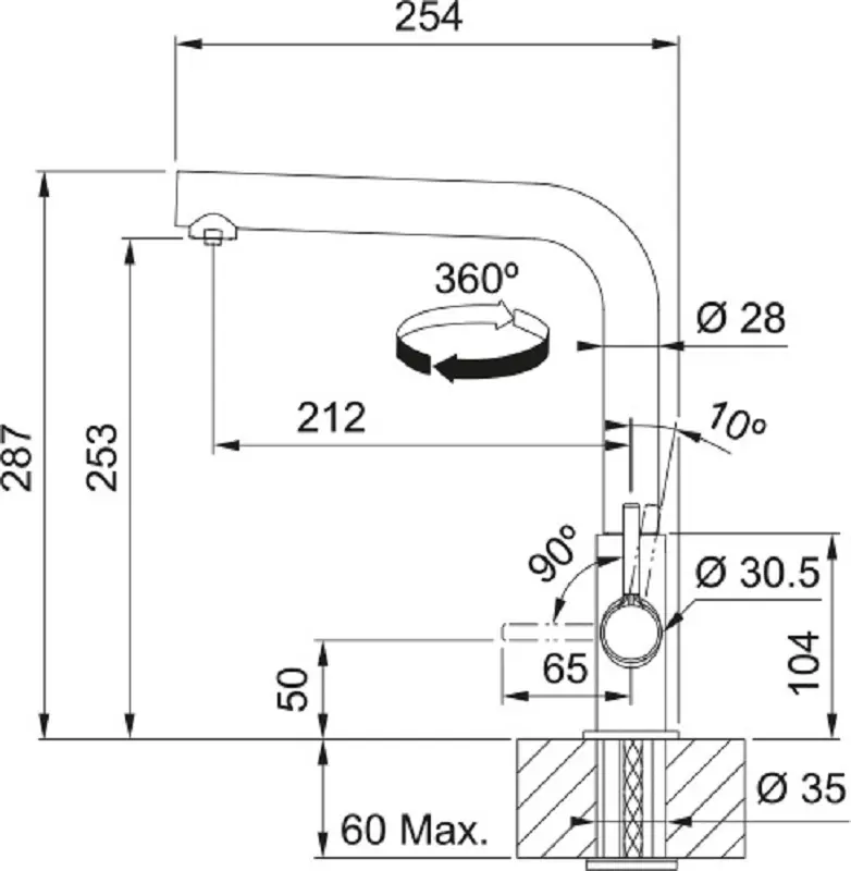 Смеситель для мойки Franke Smart Lina Clear Water (Matte Black)