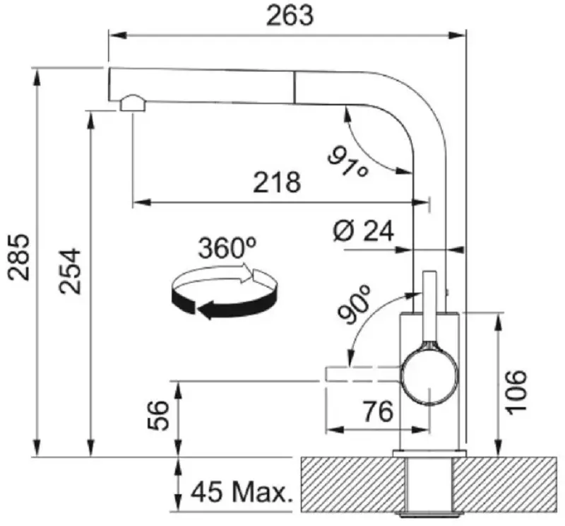 Baterie pentru chiuveta Franke Smart Lina L (Sahara)