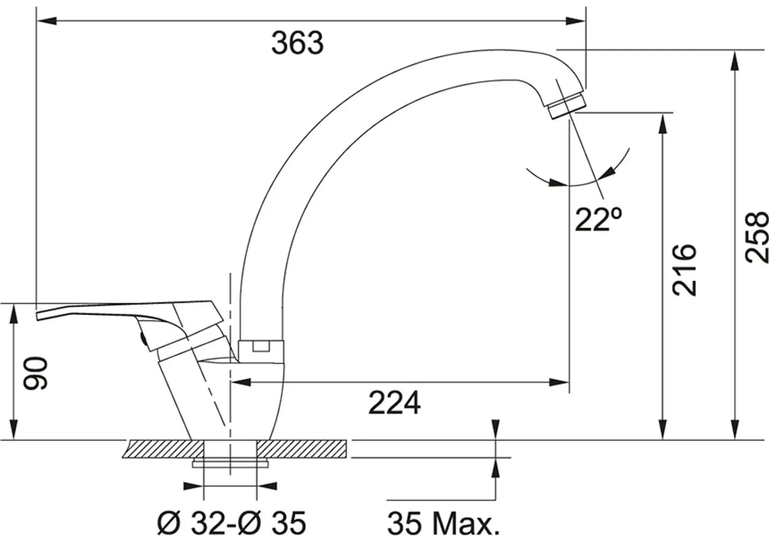 Baterie pentru chiuveta Franke Vega (Chrome) - 2