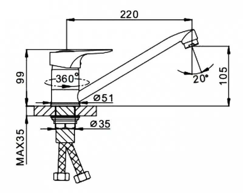 Baterie pentru chiuveta Frap H28 F4228-B (Chrome) - 2