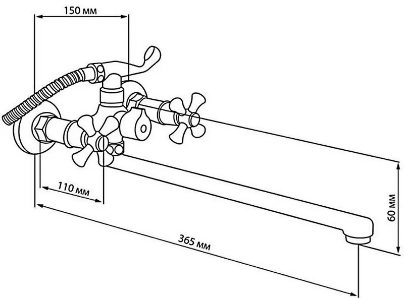 Смеситель для ванны GF (CRM)/S-22-140 (Chrome) - 2
