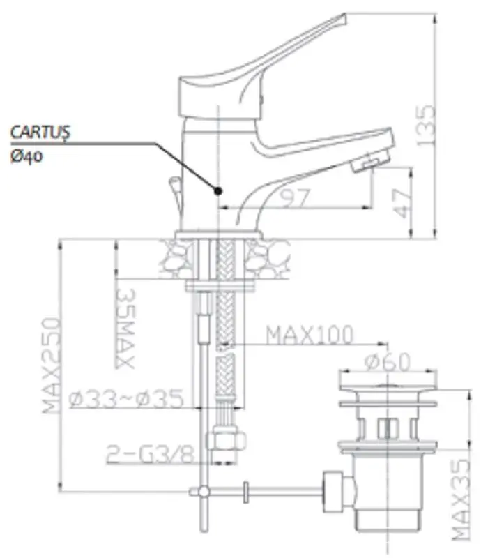Смеситель для умывальника Goplast Ambrosiana 0103198 (Silver) - 2