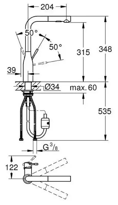 Смеситель для мойки Grohe Essence 30270AL0 (Dark Graphite) - 4