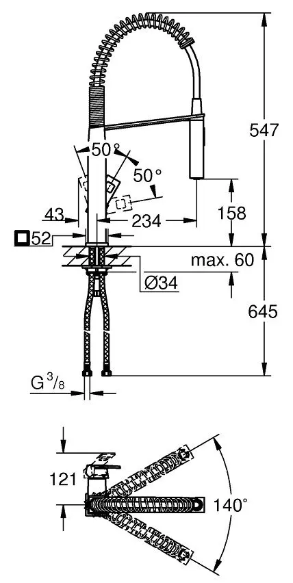 Baterie pentru chiuveta Grohe Eurocube 31395000 (Chrome) - 2