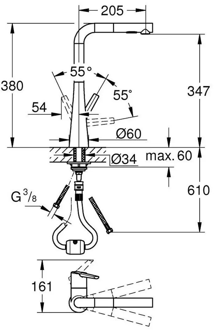 Смеситель для мойки Grohe Zedra 32553002 (Chrome) - 5