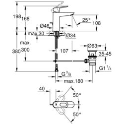 Смеситель для умывальника Grohe BauLoop 23762000 (Chrome) Thumb