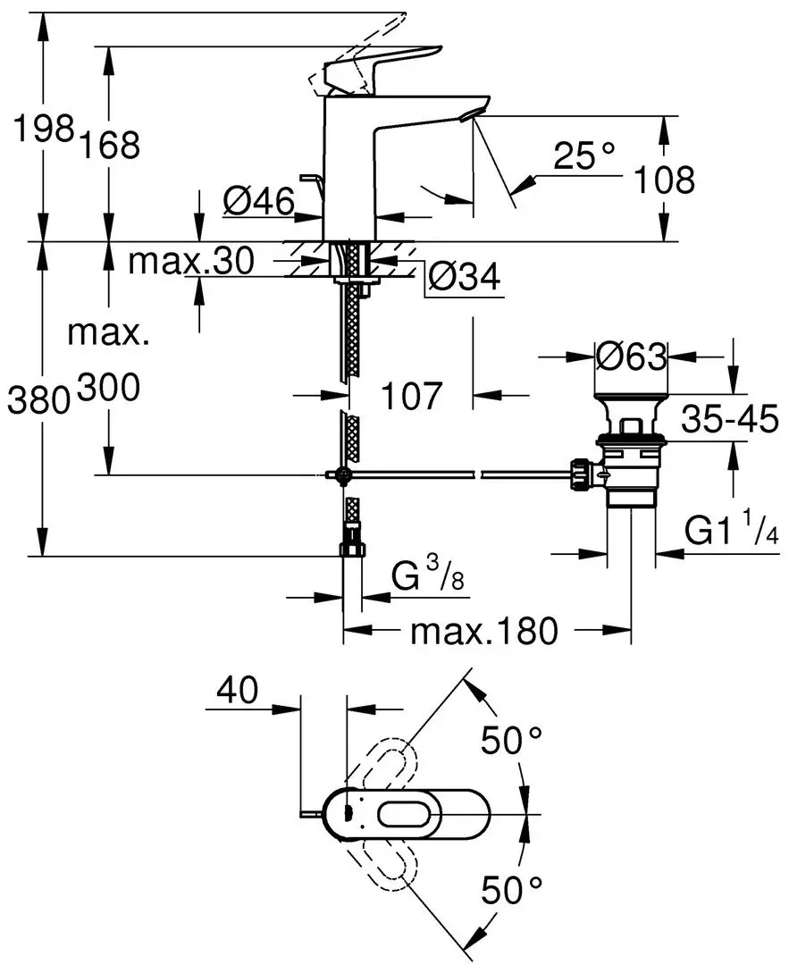 Смеситель для умывальника Grohe BauLoop 23762000 (Chrome) - 3