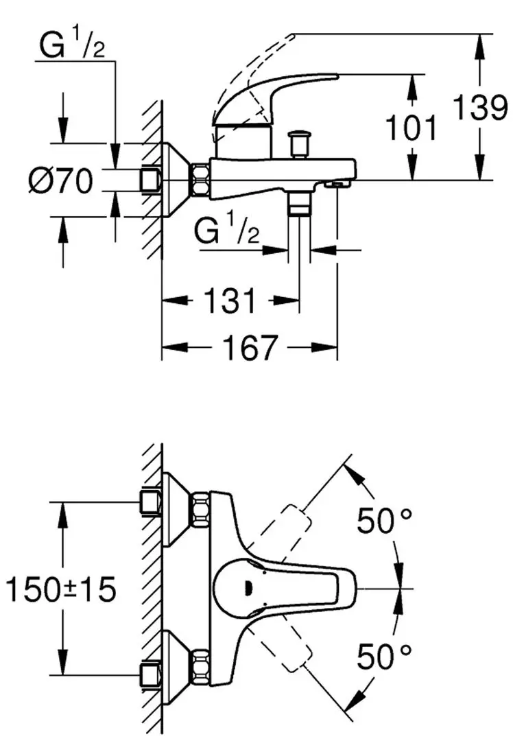 Baterie pentru cada si dus Grohe Start Curve 23768000 (Chrome) - 3