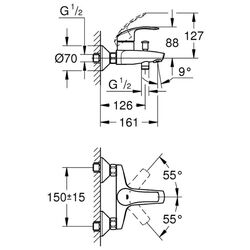 Смеситель для ванны и душа Grohe Eurosmart 33300002 (Chrome) Thumb