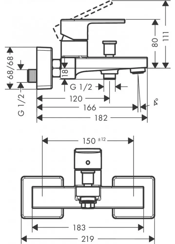 Baterie pentru cada Hansgrohe Vernis Shape 71450670 (Matte Black) - 2