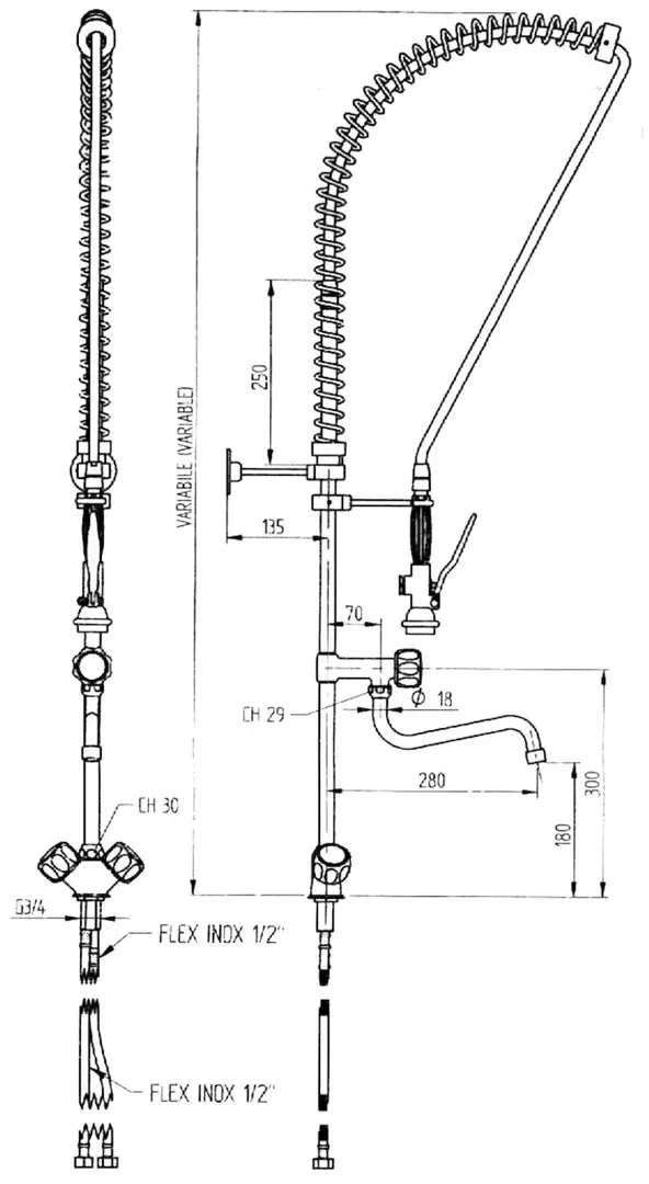 Baterie profesionala Hendi 970515 (Inox)
