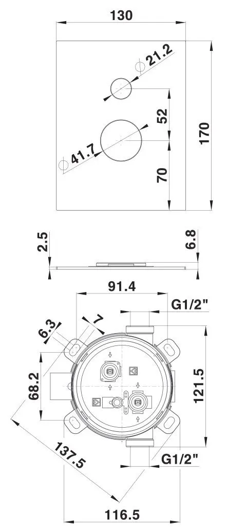 Смеситель для ванны и душа Herz SQ UH00362 (Chrome)