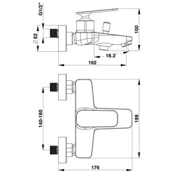 Baterie pentru cada si dus Herz Zen u30 UH00330 (Chrome) Thumb