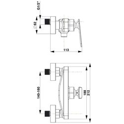 Baterie pentru dus Herz Zen u40 UH00430 (Chrome) Thumb