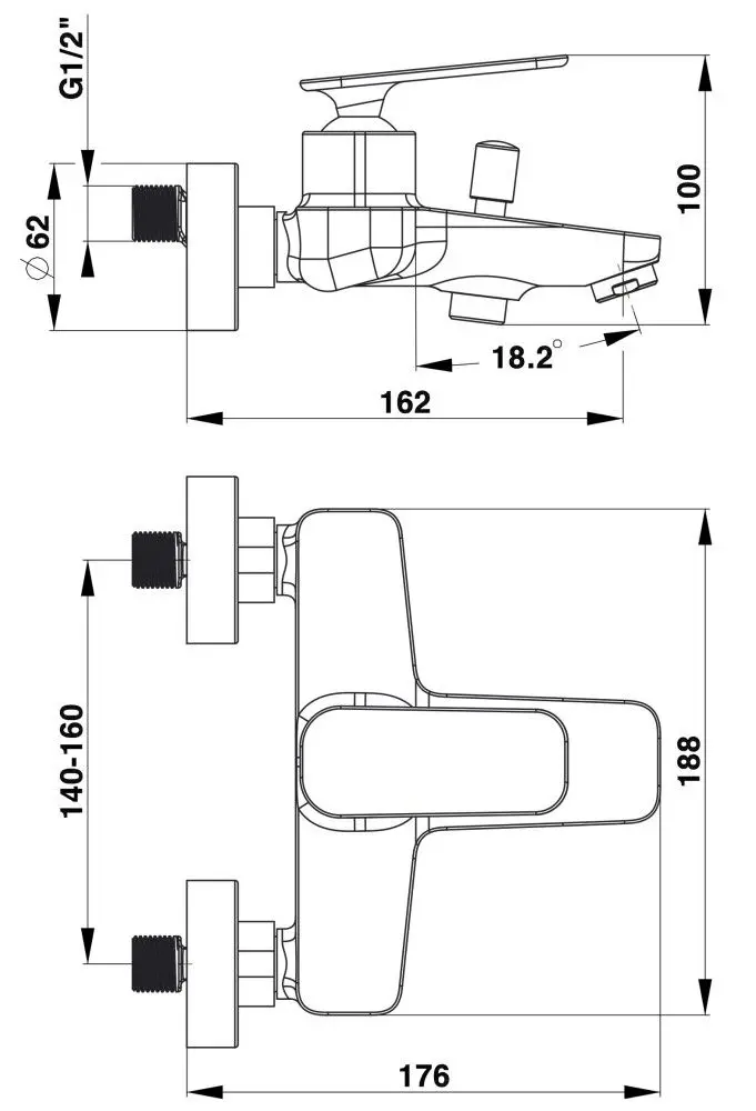 Baterie pentru cada si dus Herz Zen u30B UH00330B (Black)