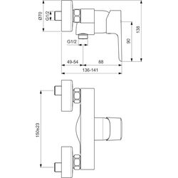 Baterie pentru dus Ideal Standard Ceraplan III B0716AA (Chrome) Thumb