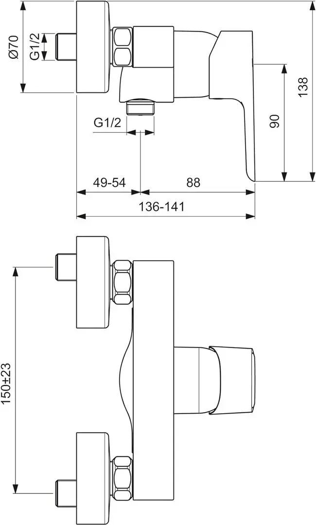 Baterie pentru dus Ideal Standard Ceraplan III B0716AA (Chrome) - 4