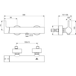 Baterie pentru dus Ideal Standard Joy BC785A2 (Brushed Gold) Thumb