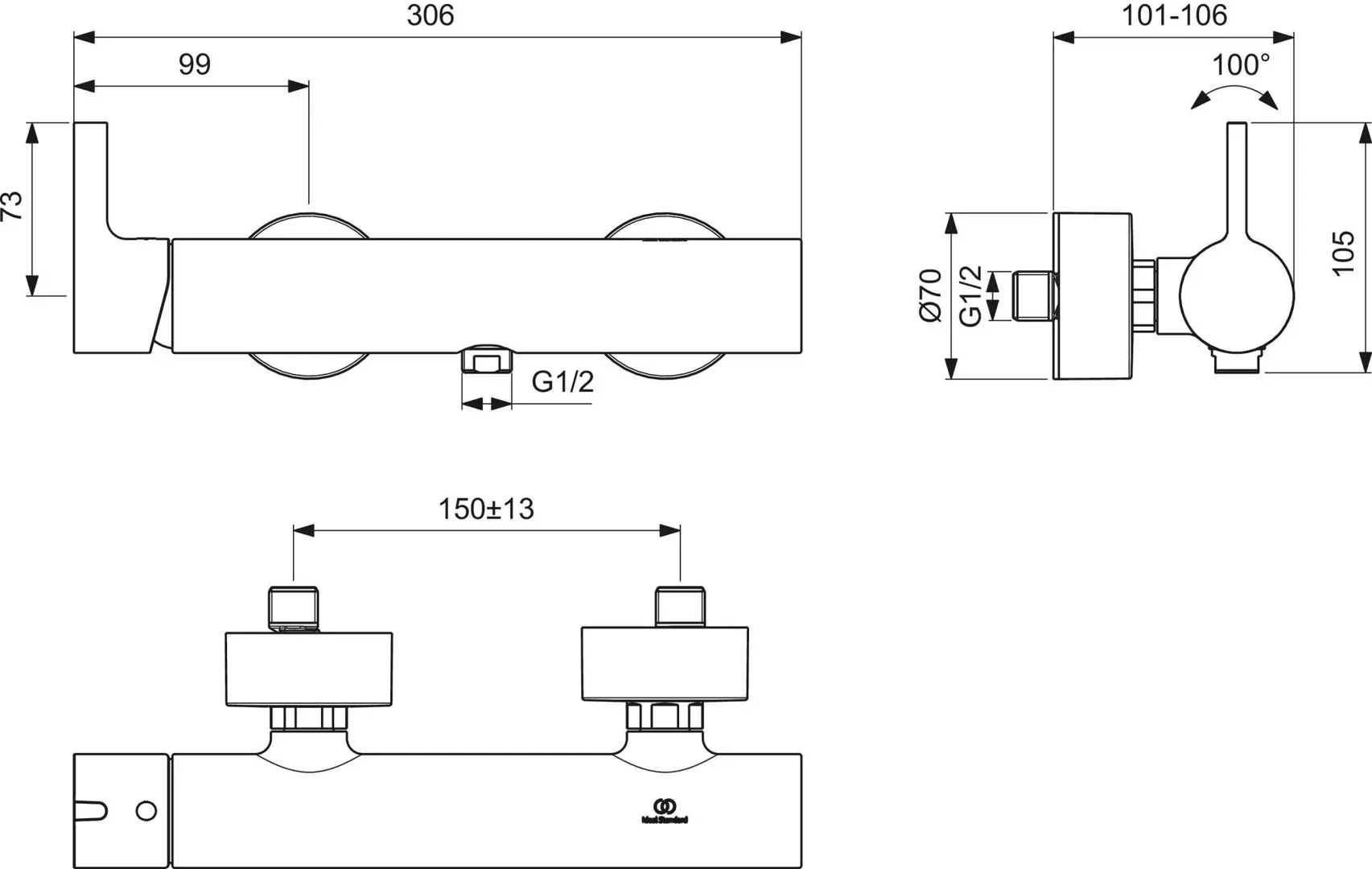 Baterie pentru dus Ideal Standard Joy BC785A5 (Magnetic Gray) - 3
