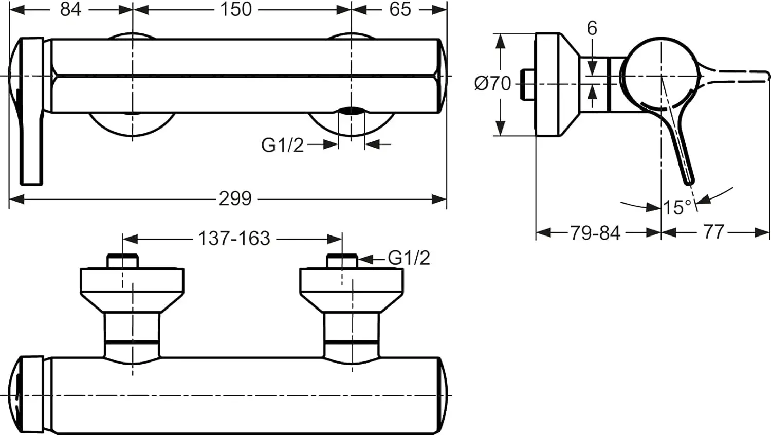 Baterie pentru dus Ideal Standard Melange A4269AA (Chrome) - 4
