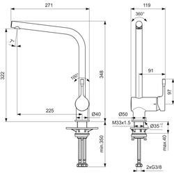 Baterie pentru chiuveta Ideal Standard Ceralook BC174XG (Black) Thumb
